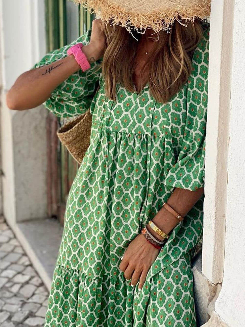 Ingrid - Loose Puff Sleeve Maxi Dress