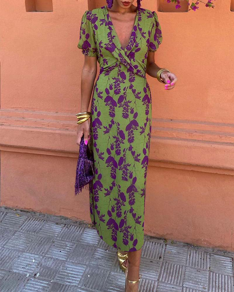 Angelina - Stunning V-Neck Midi Dress