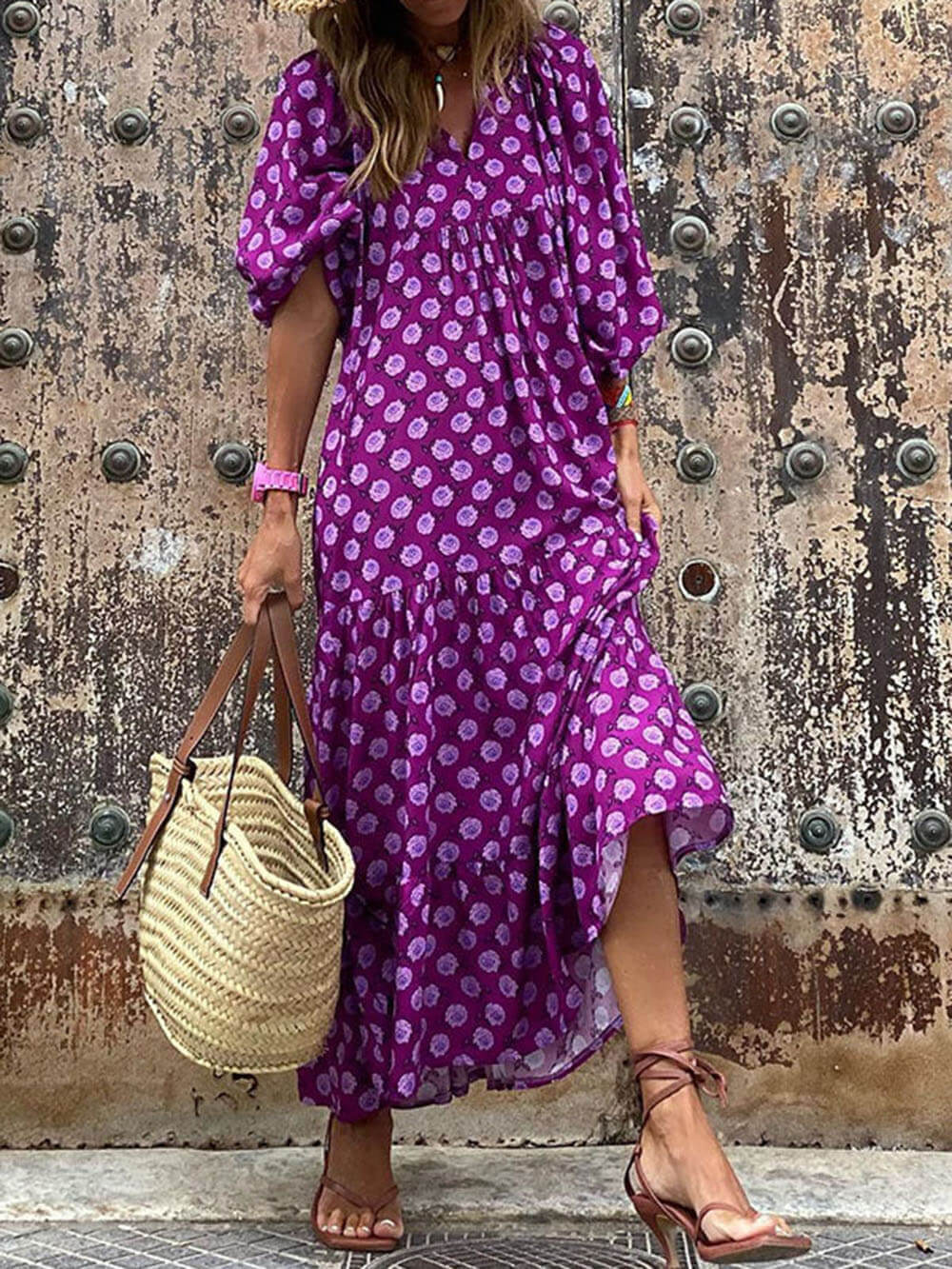 Ingrid - Loose Puff Sleeve Maxi Dress