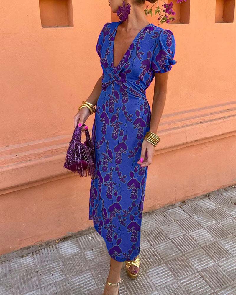 Angelina - Stunning V-Neck Midi Dress