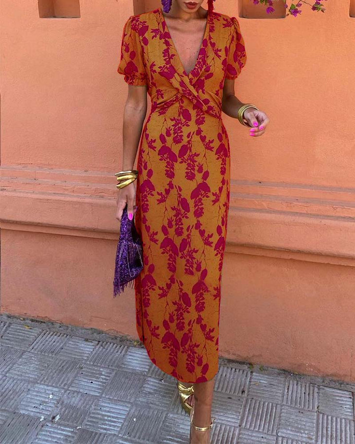 Angelina - Stunning V-Neck Midi Dress