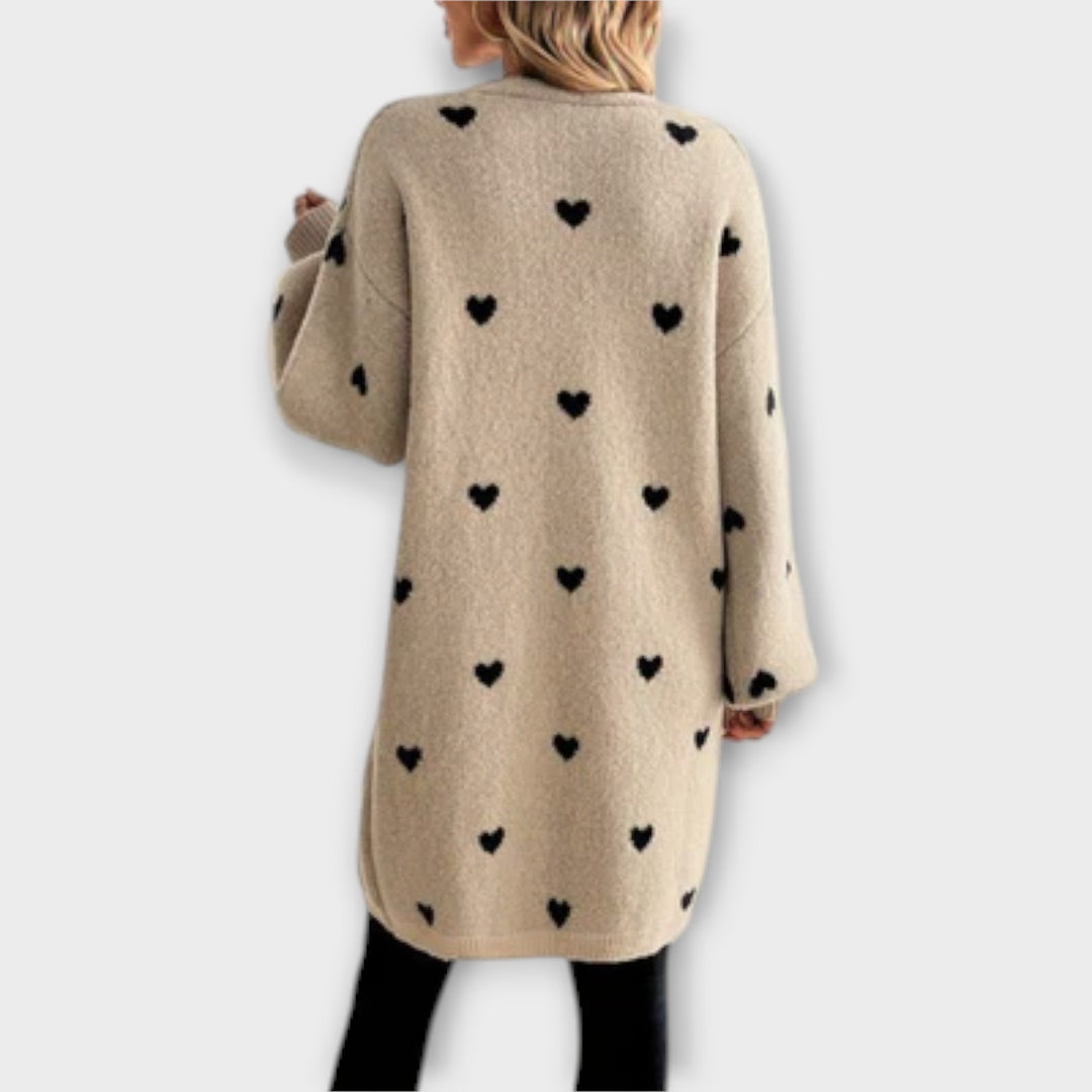 Cardigan with Heart Pattern