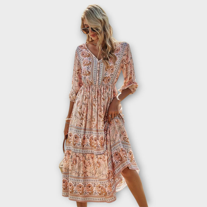 Xandra - Elegant Dress with Floral Print