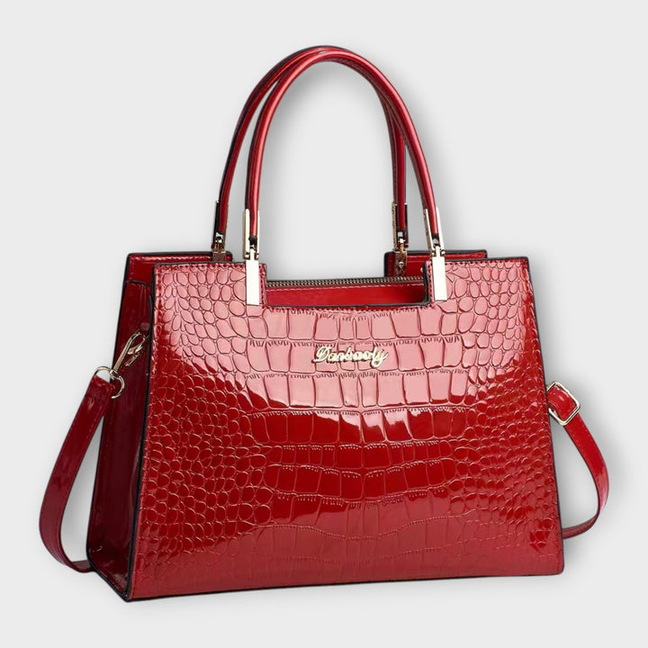 Flair. -  Shiny Crocodile Leather Pattern Handbag