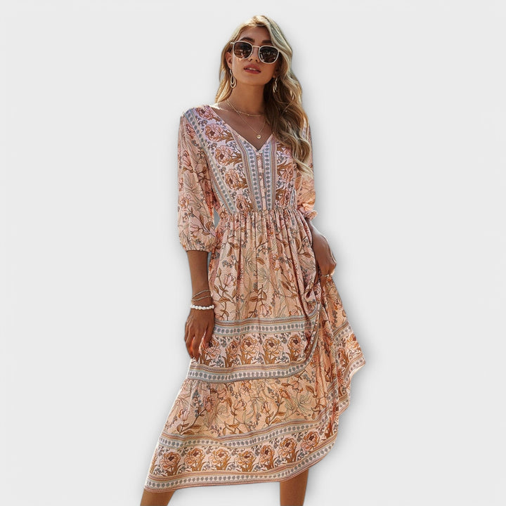 Xandra - Elegant Dress with Floral Print