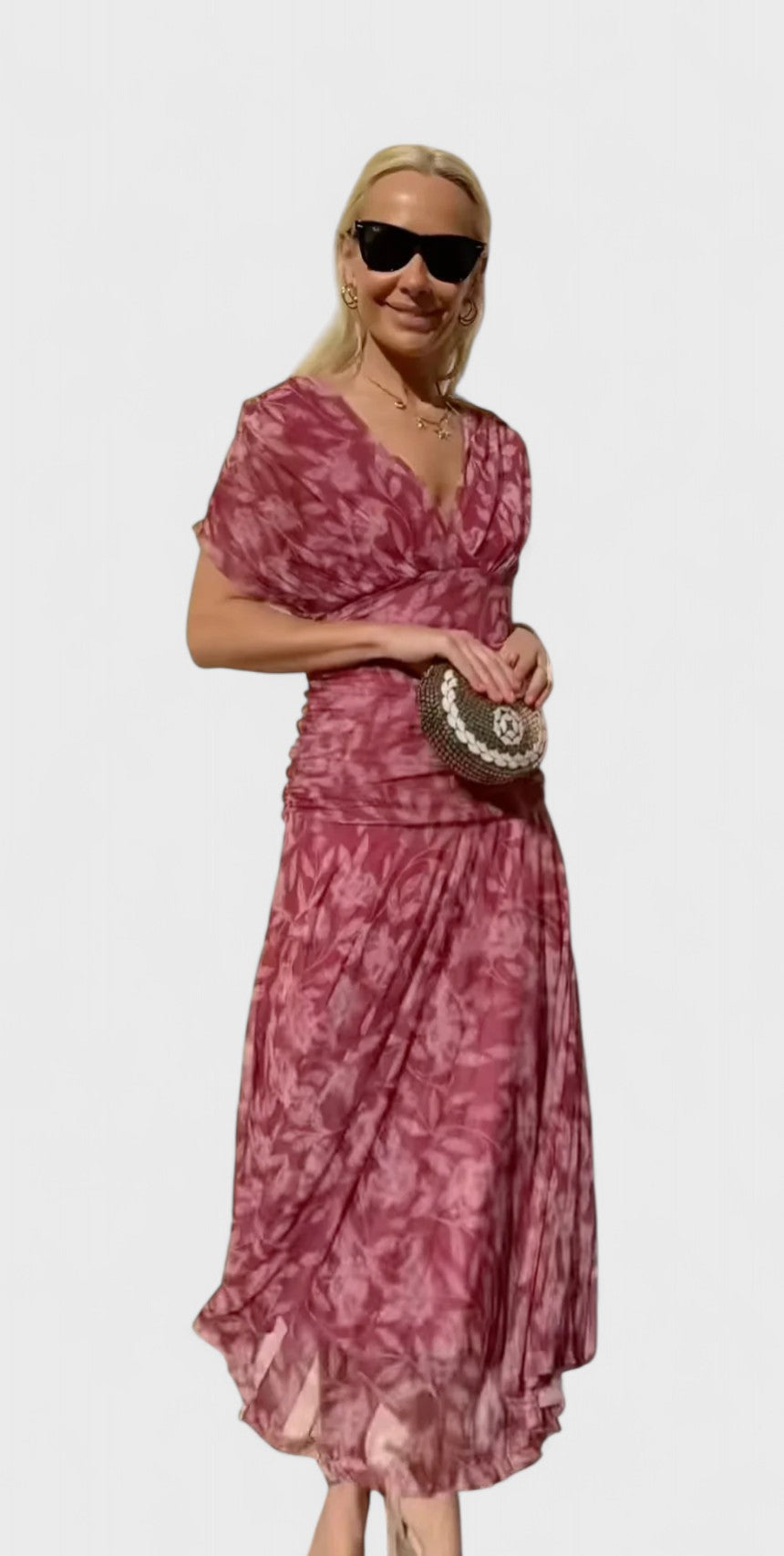Christi | Off-Shoulder V-Neck Printed Dress