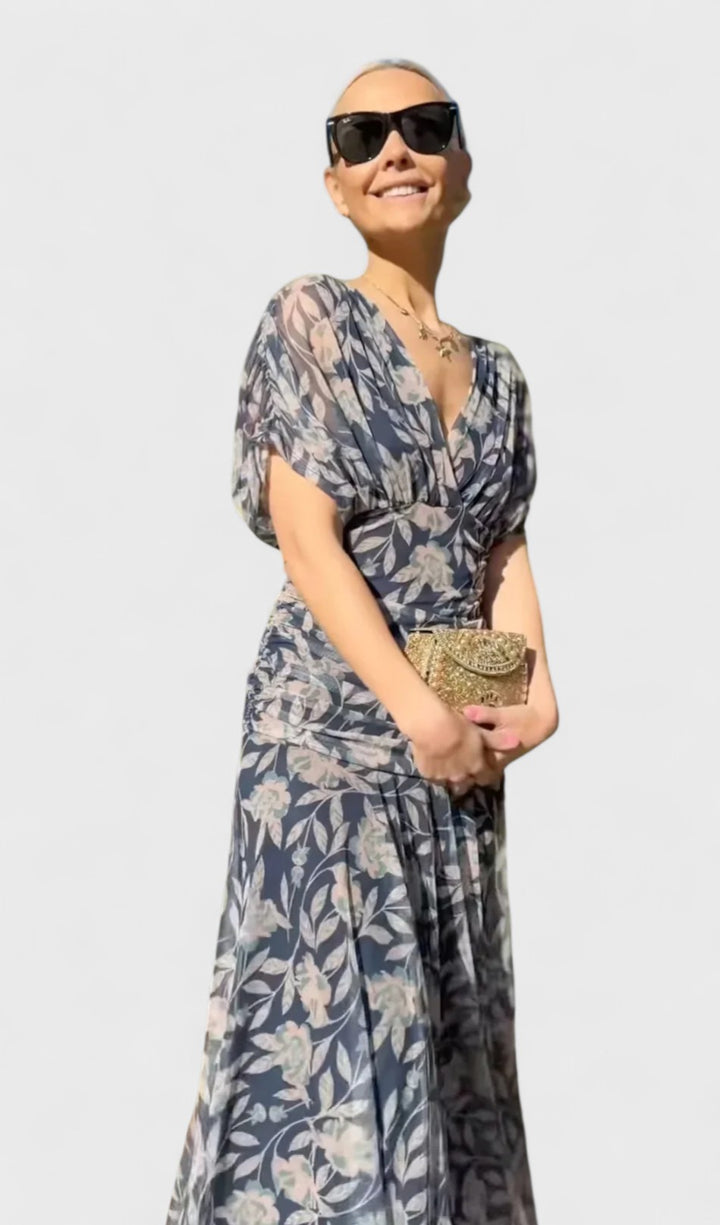 Christi | Off-Shoulder V-Neck Printed Dress