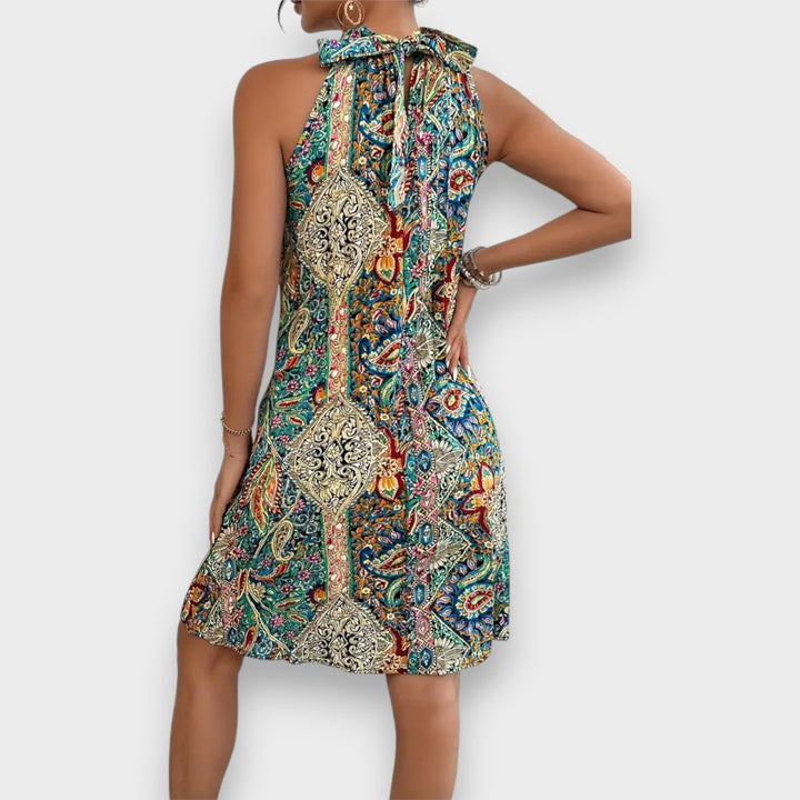Leyla | Elegant Sleeveless Floral Print Pleated Dress