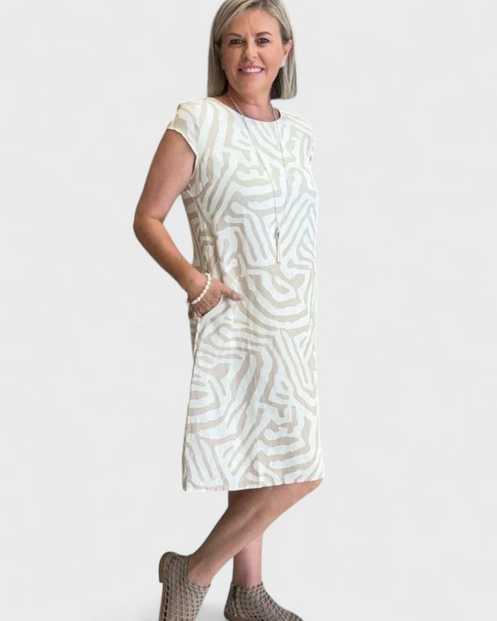Nelia– Summer Dress with Round Neck and Beautiful Print