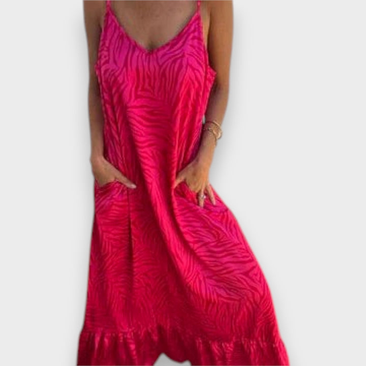 Timera - Printed and Striped Maxi Dress