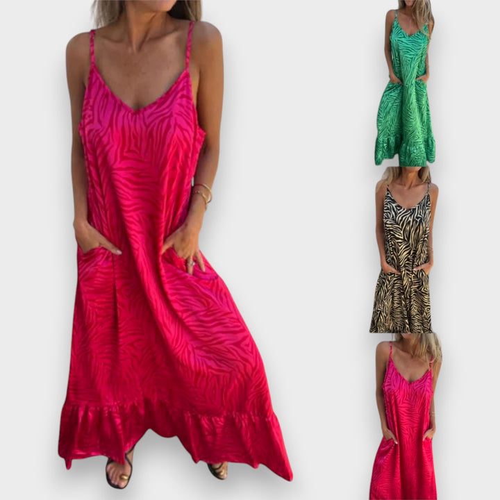 Timera - Printed and Striped Maxi Dress